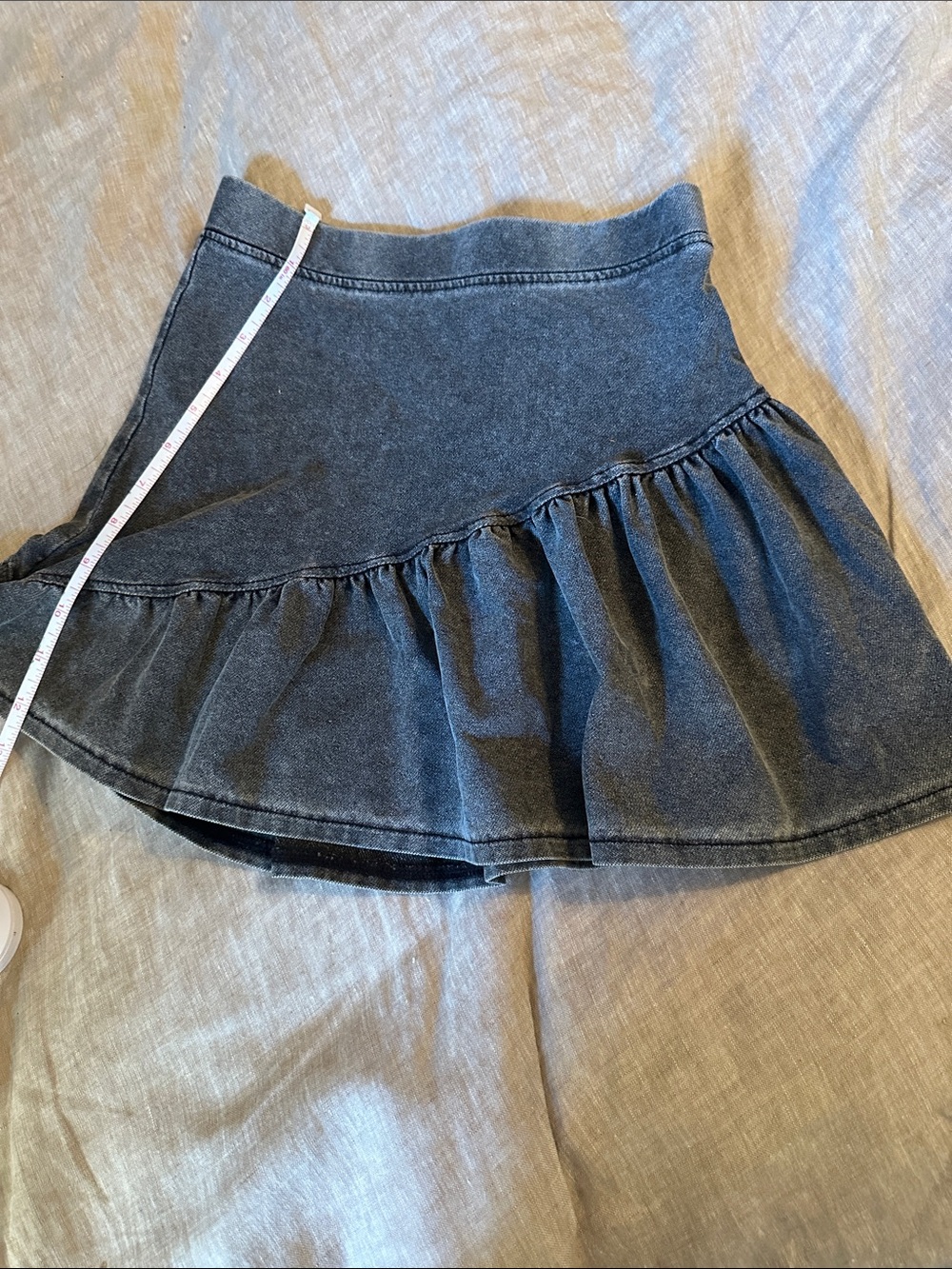 H&M Dark Charcoal Ruffled Denim Skirt